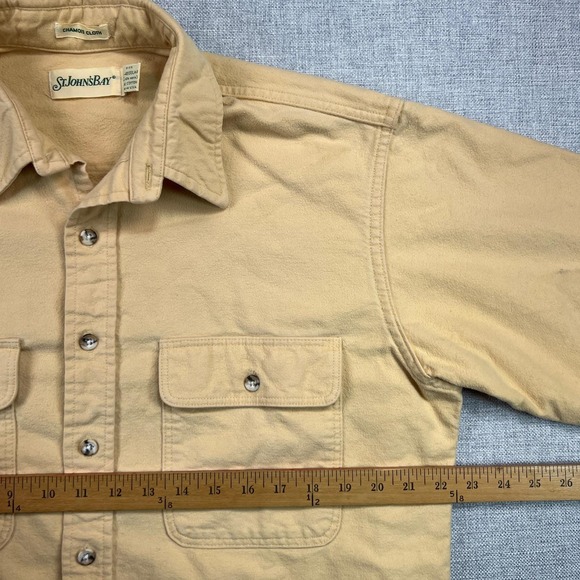 VTG 90s St Johns Bay Chamois Cloth Long Sleeve Button Up Shirt Men L Yellow USA - Picture 5 of 7